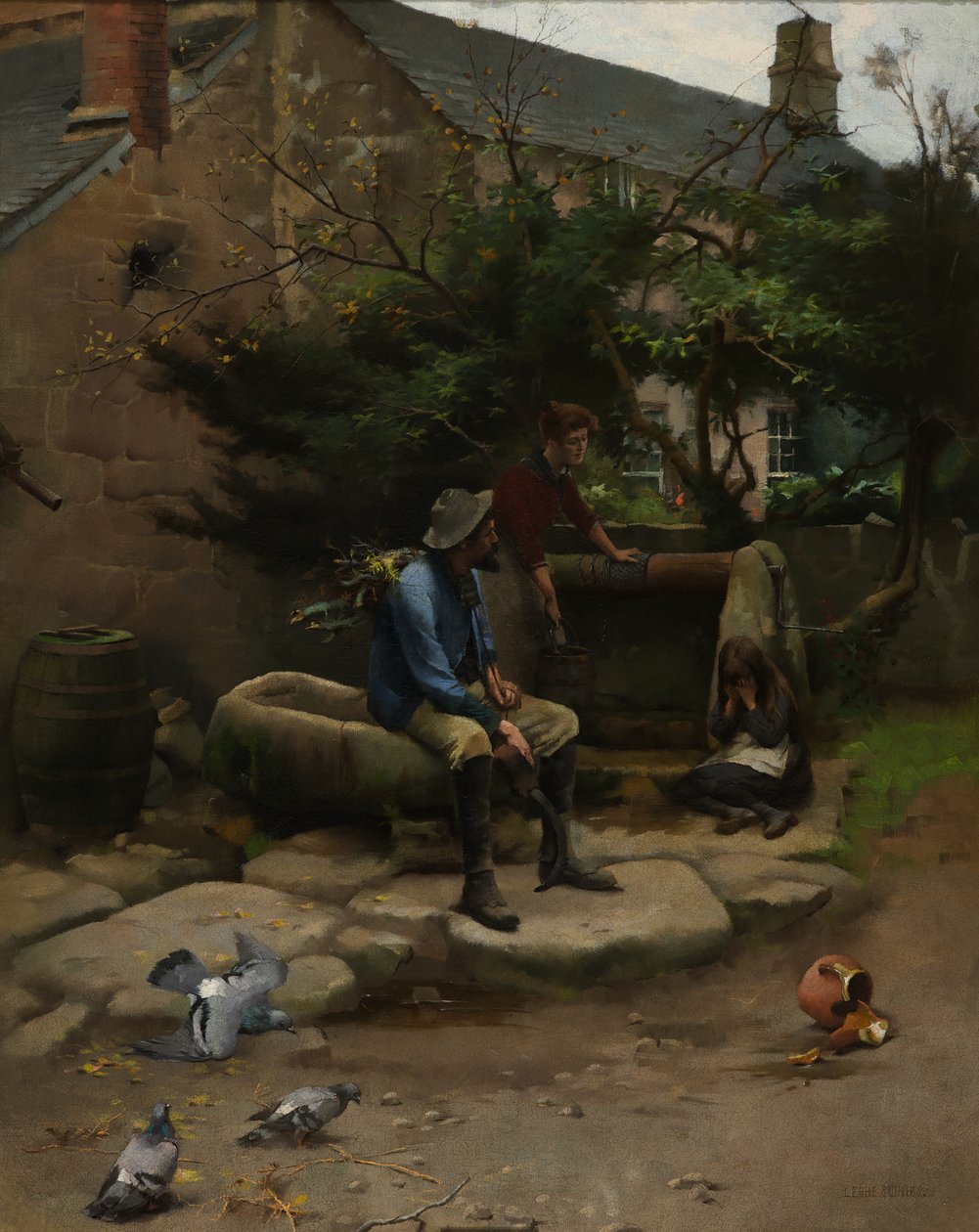 破锅，约 1895 年（布面油画） 作者 莱格·萨瑟斯