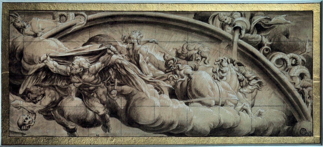 阿波罗坦克的循环：傍晚或冬天的寓言。Lelio Orsi（1511-1587）的黑墨画。16世纪。尺寸：0.17x0.43米。0.17x0.43米。巴黎，卢浮宫博物馆 作者 里奥·奥西·达诺瓦拉