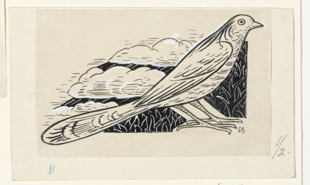 鸽子 作者 Leo Gestel（艺术家签名）