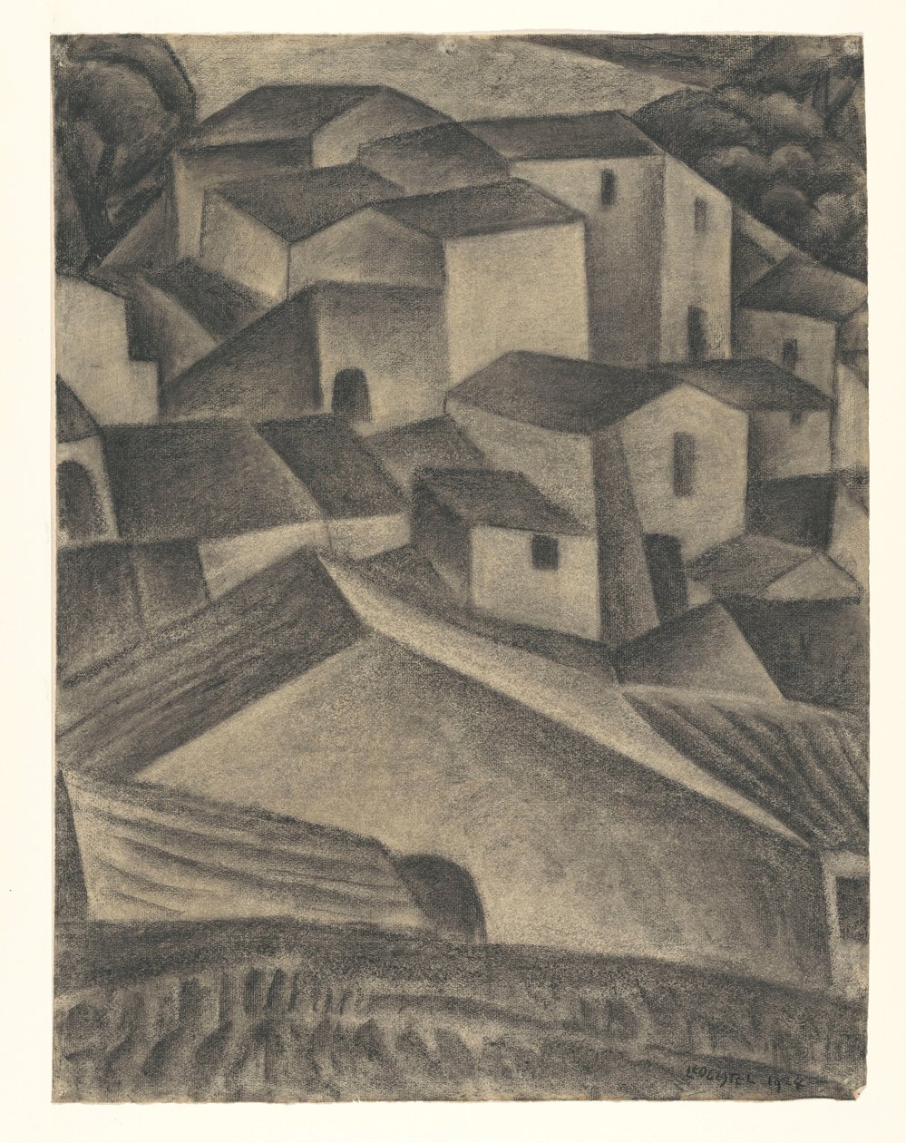 意大利村庄的房屋 作者 Leo Gestel（艺术家签名）