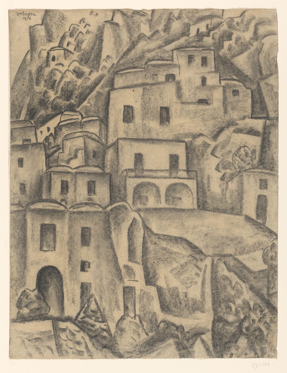 山腰上的房子 作者 Leo Gestel（艺术家签名）