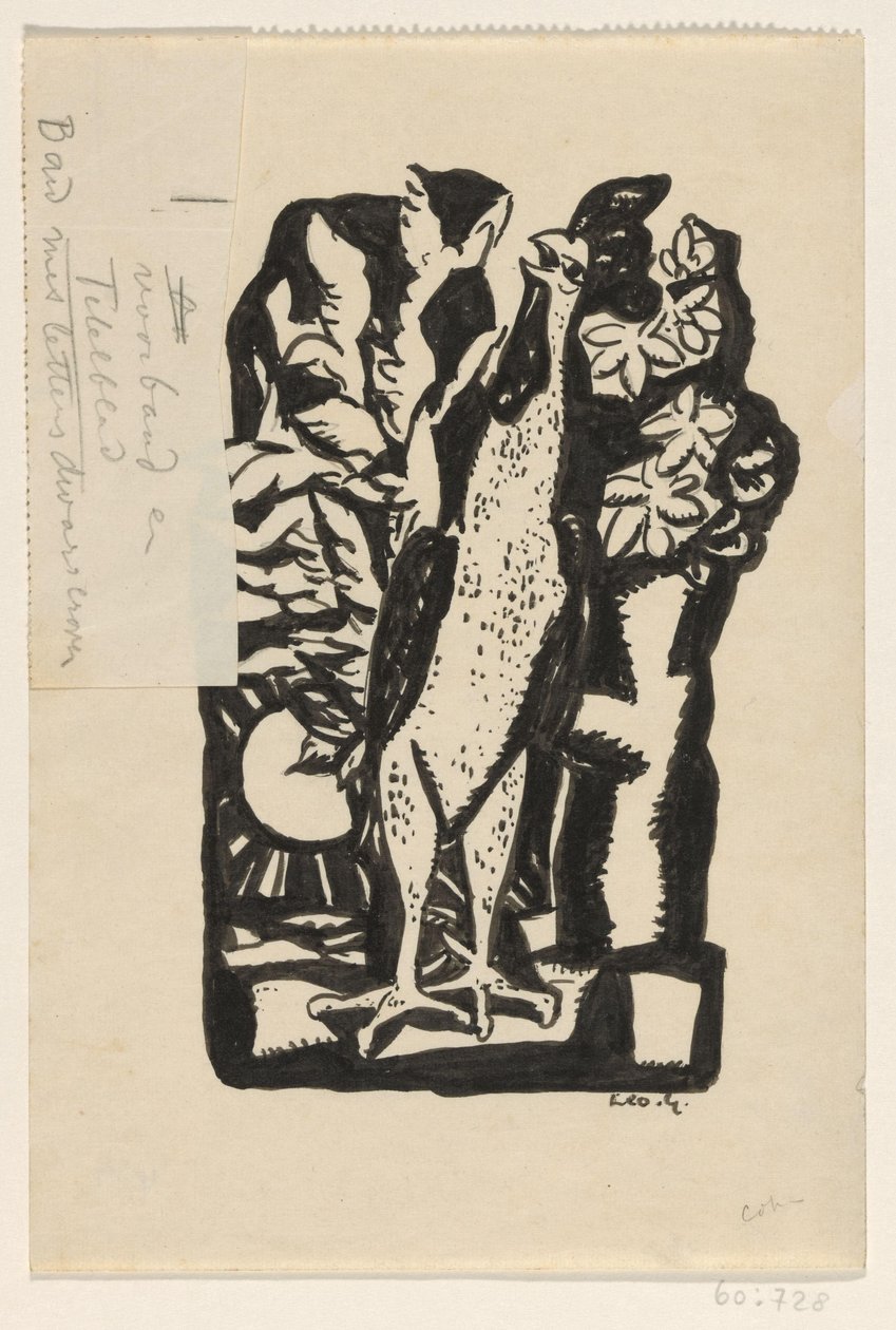 啼叫的公鸡 作者 Leo Gestel（艺术家签名）
