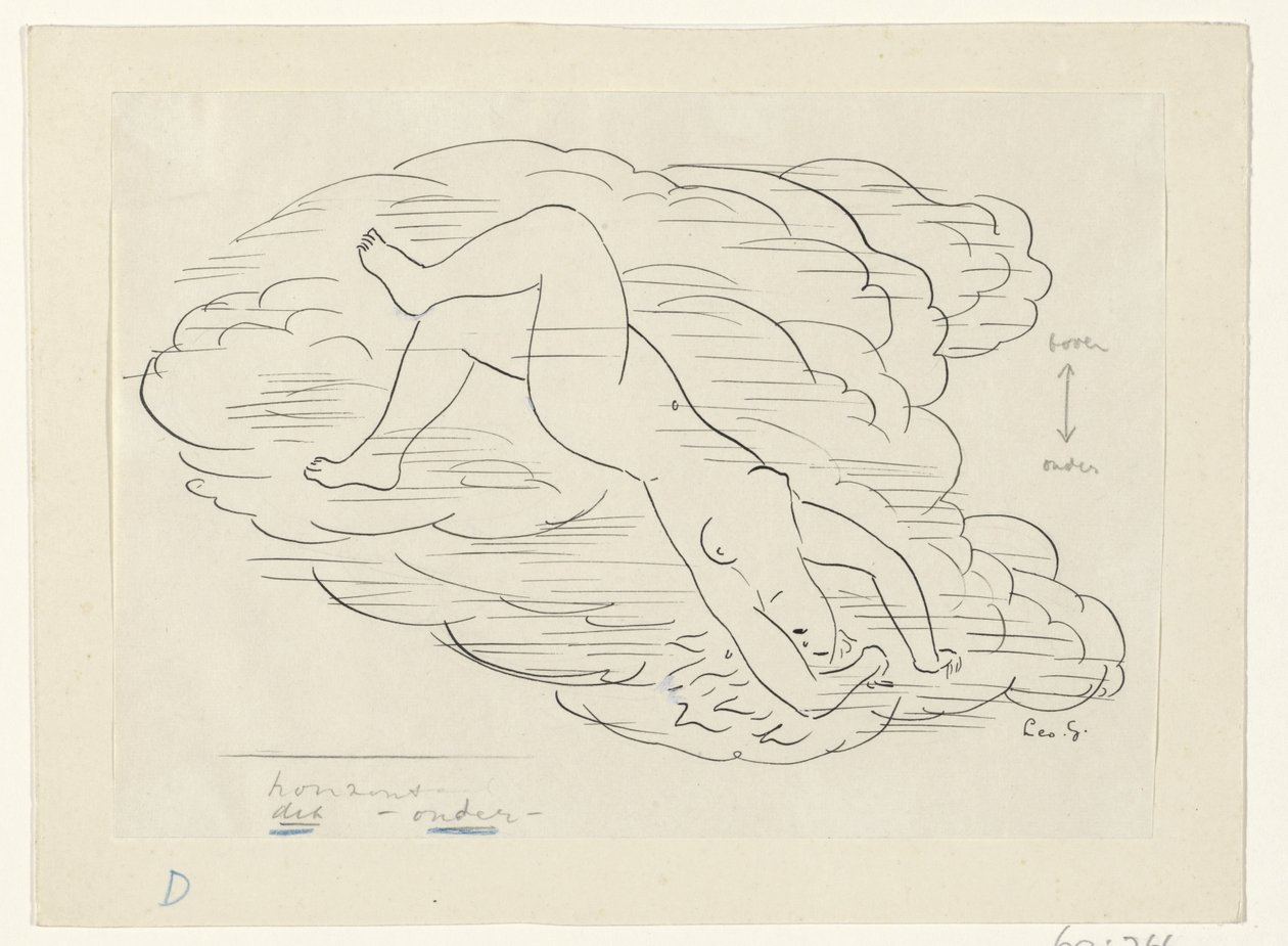 云中裸女 作者 Leo Gestel（艺术家签名）