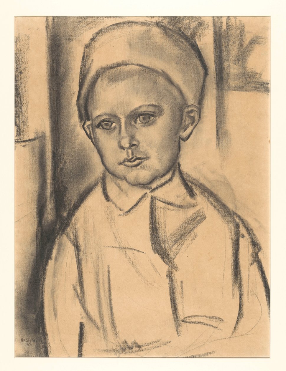 无名男孩肖像 作者 Leo Gestel（艺术家签名）