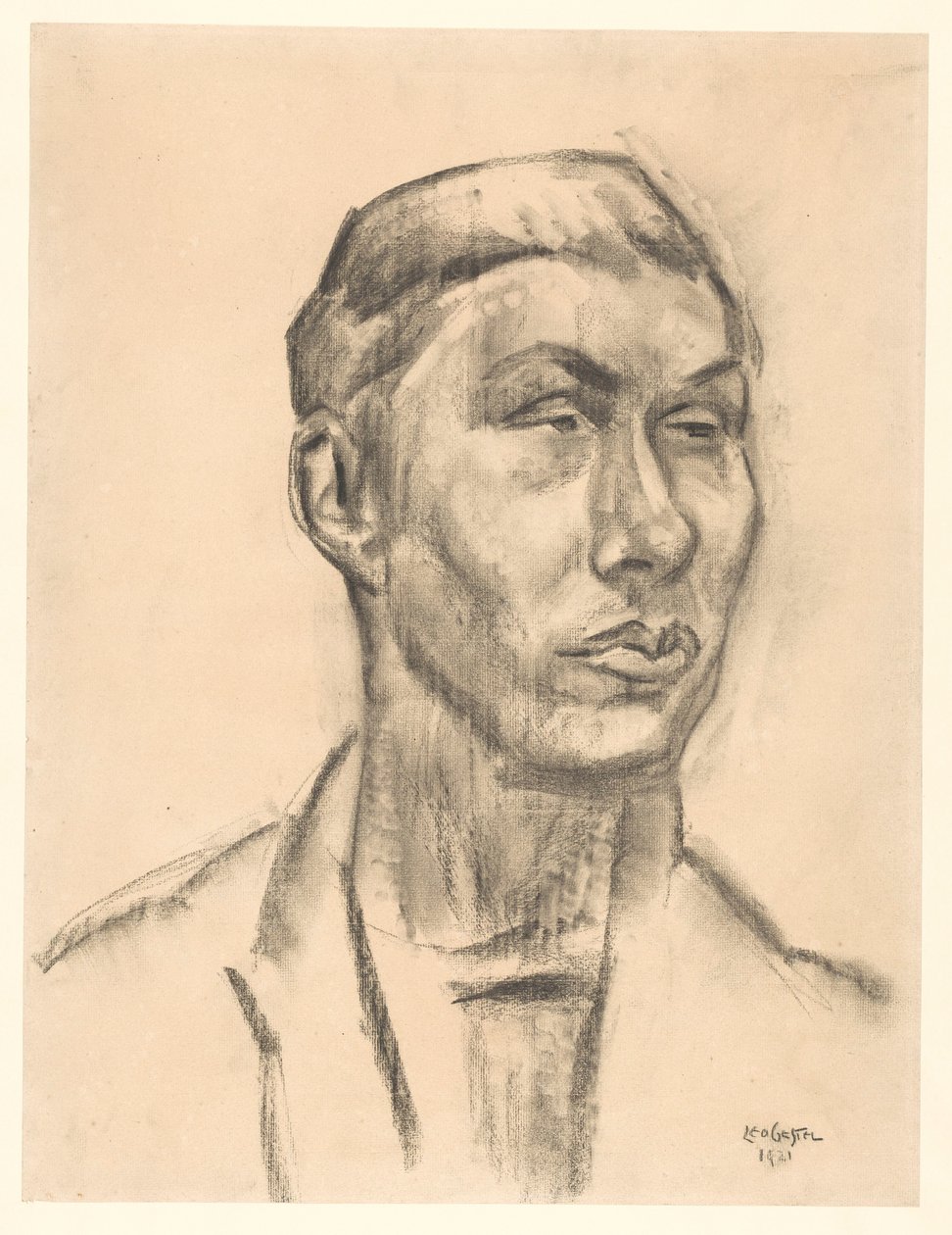 一个不知名的男人的肖像 作者 Leo Gestel（艺术家签名）