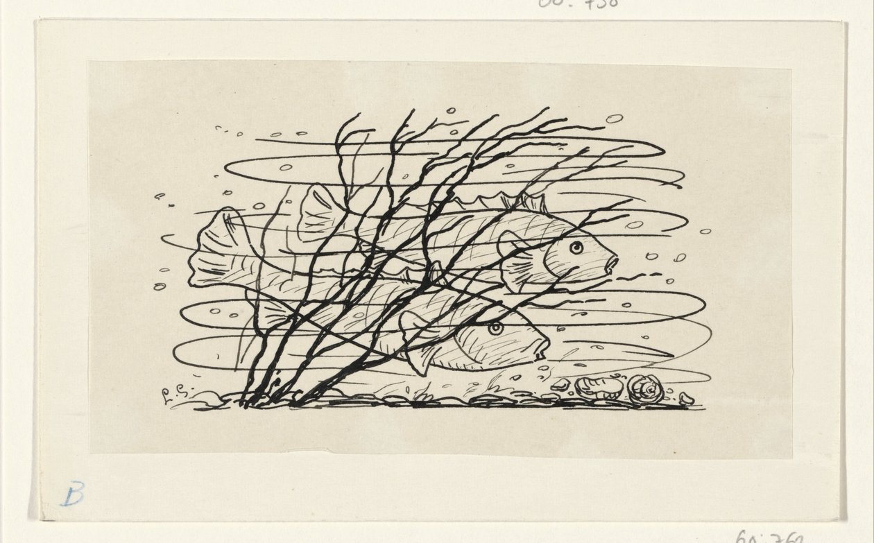 水中的两条鱼 作者 Leo Gestel（艺术家签名）