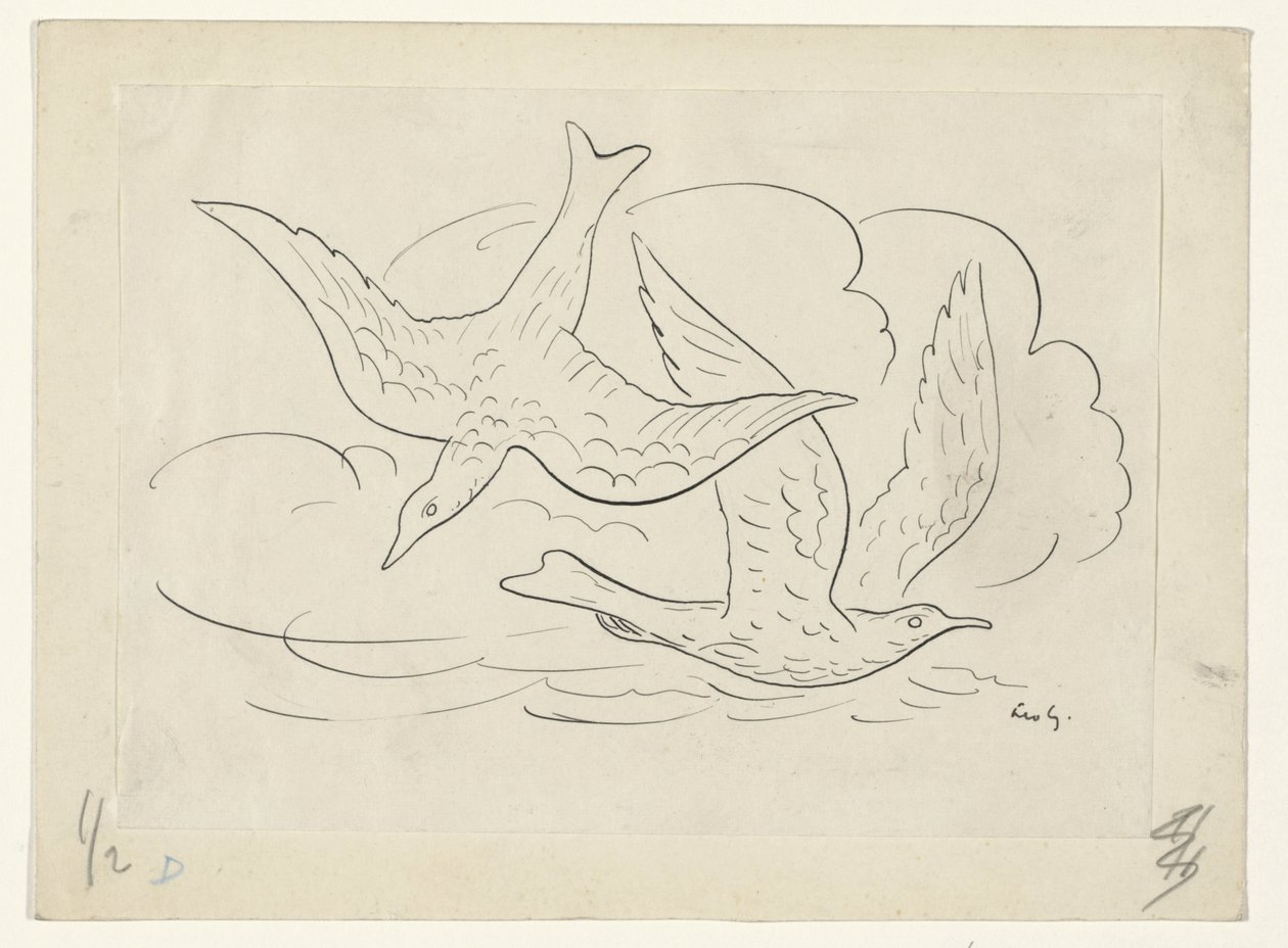 两只鸟 作者 Leo Gestel（艺术家签名）