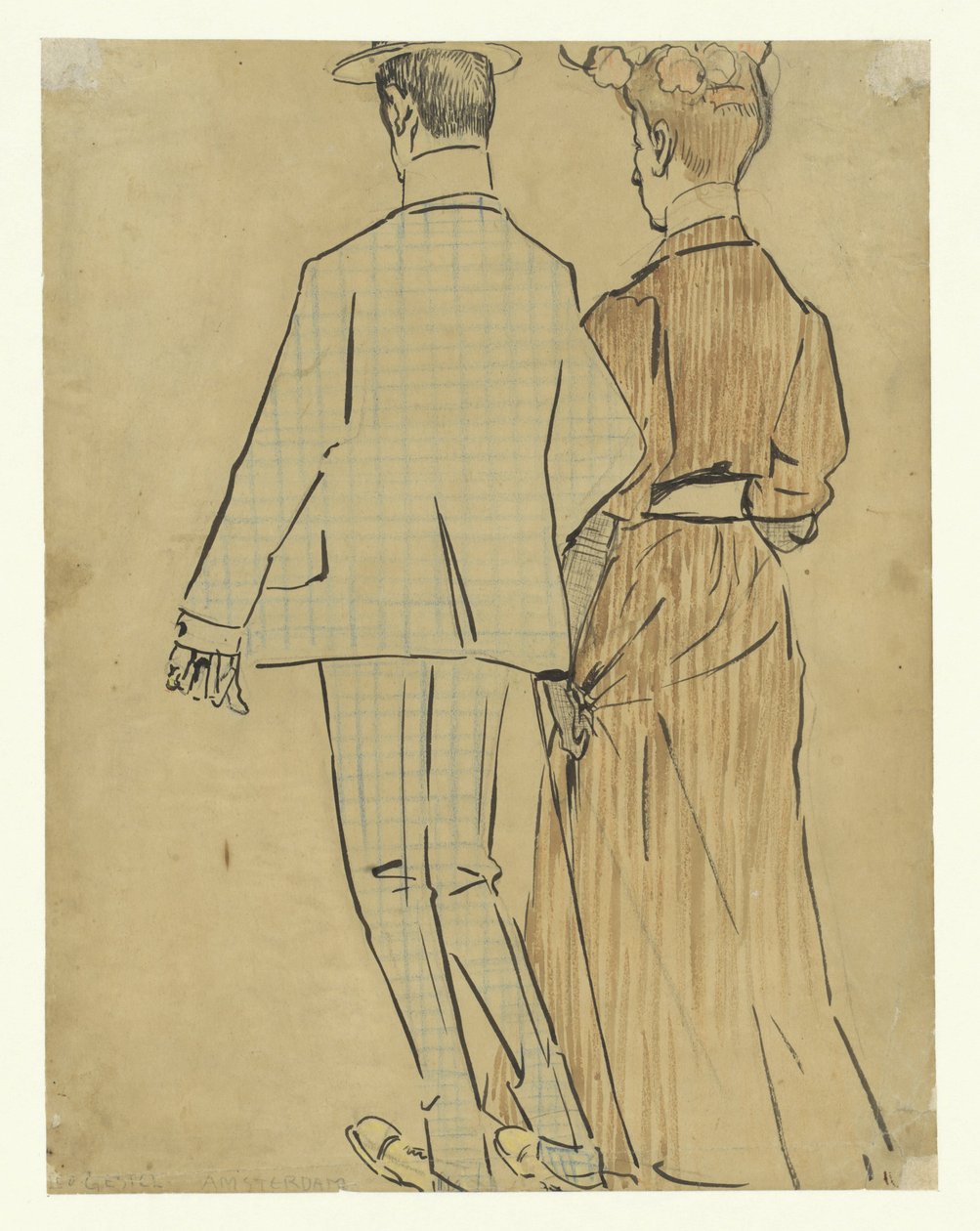 步行夫妇 作者 Leo Gestel（艺术家签名）
