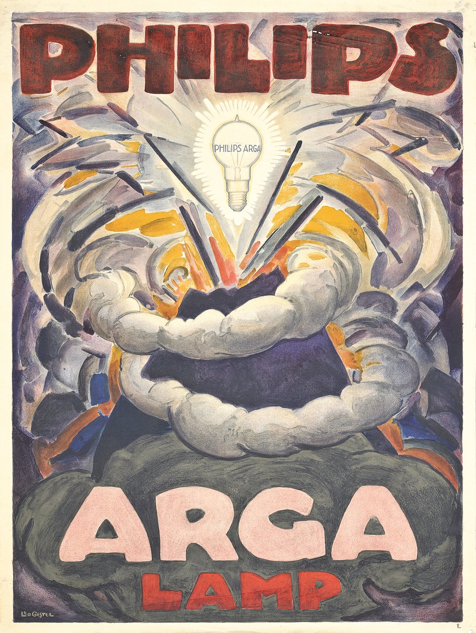 海报广告飞利浦Arga灯，约1918年（彩色石版画） 作者 里奥格斯特尔