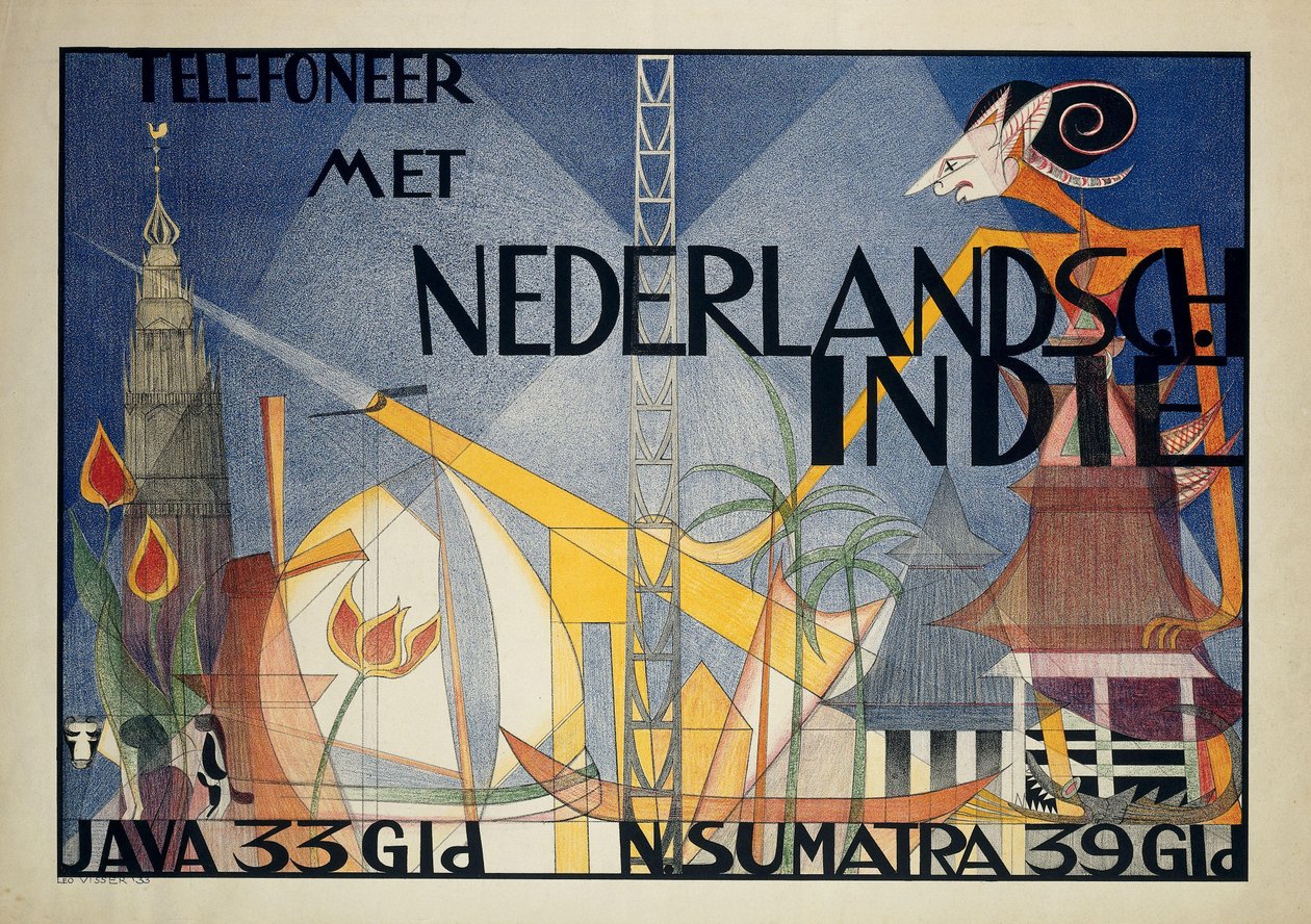 海报 Telefoneer met Nederlandsch-Indië（荷属东印度群岛电话）
与荷属东印度群岛的电话（......）（物品上的标题） 作者 里奥·维瑟
