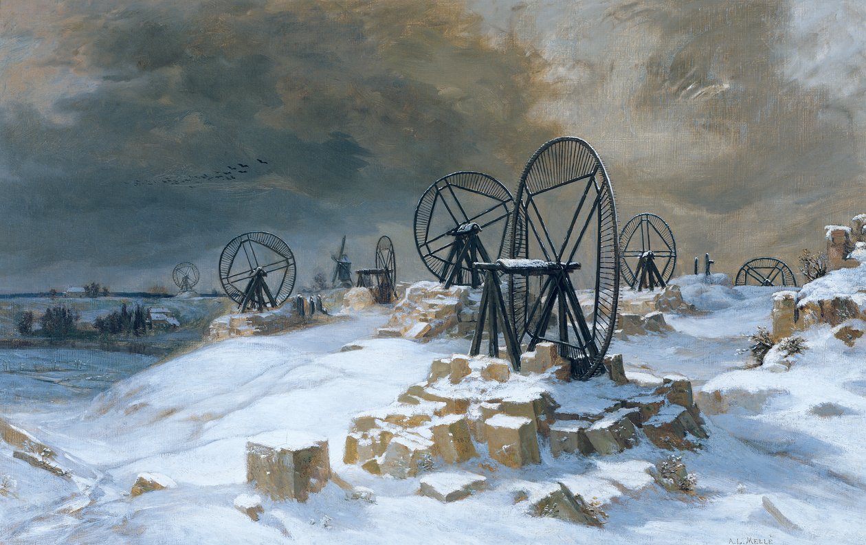 1879年在雪中的Gentilly坑 作者 莱昂·奥古斯特·梅勒