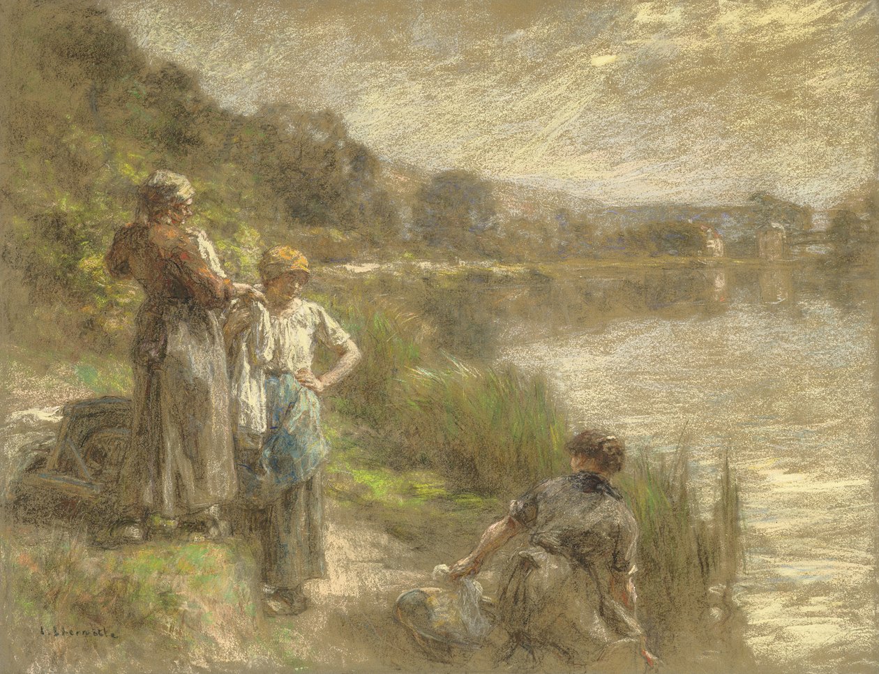 三个Washerwomen，c.1917 作者 莱昂·奥古斯丁·莱米特
