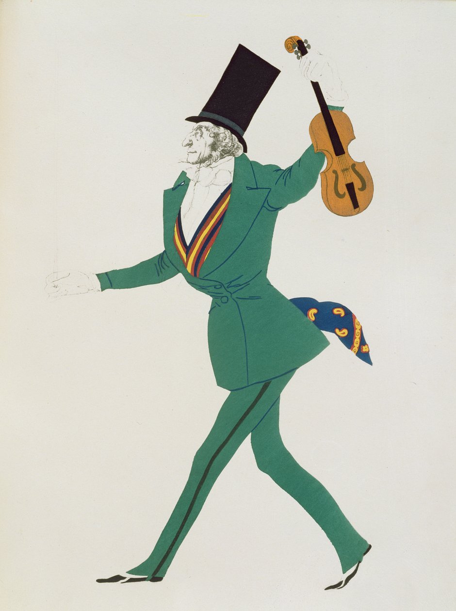 Gabriele d&39;Annunzio的“魔法之夜”中帕格尼尼的服装设计（1863-1938）c.1923 作者 莱昂·巴克斯特
