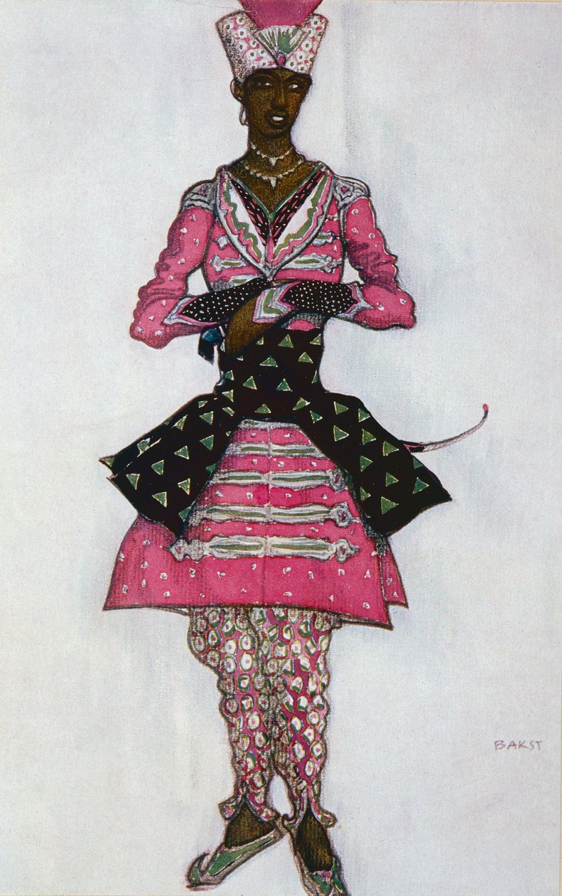 印第安新郎的服装设计，来自睡美人，1921年 作者 莱昂·巴克斯特