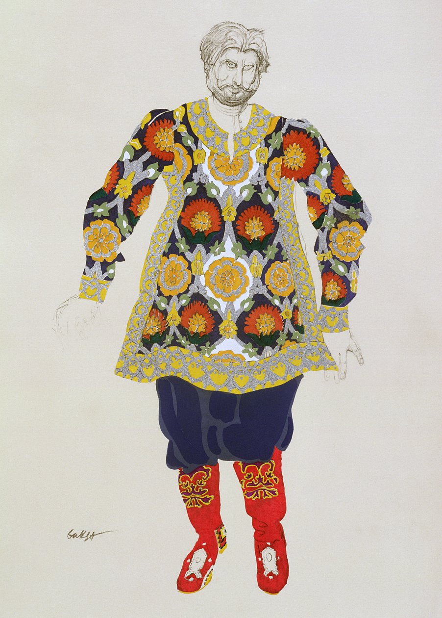 服装设计为一名男子，来自Sadko，1917年 作者 莱昂·巴克斯特