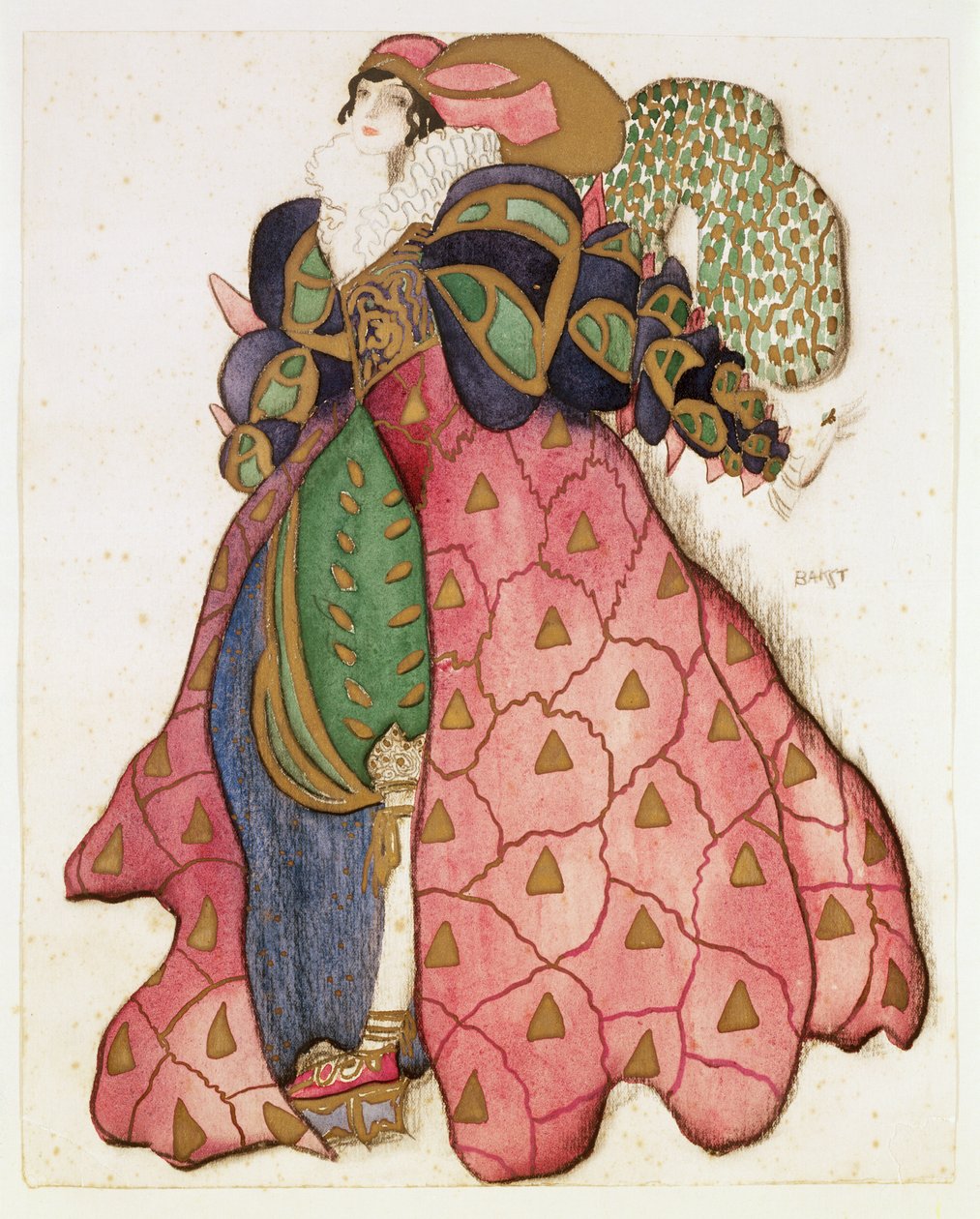 芭蕾舞剧“La Legende de Joseph”的服装设计，1914年（纸上的木炭和水粉） 作者 莱昂·巴克斯特