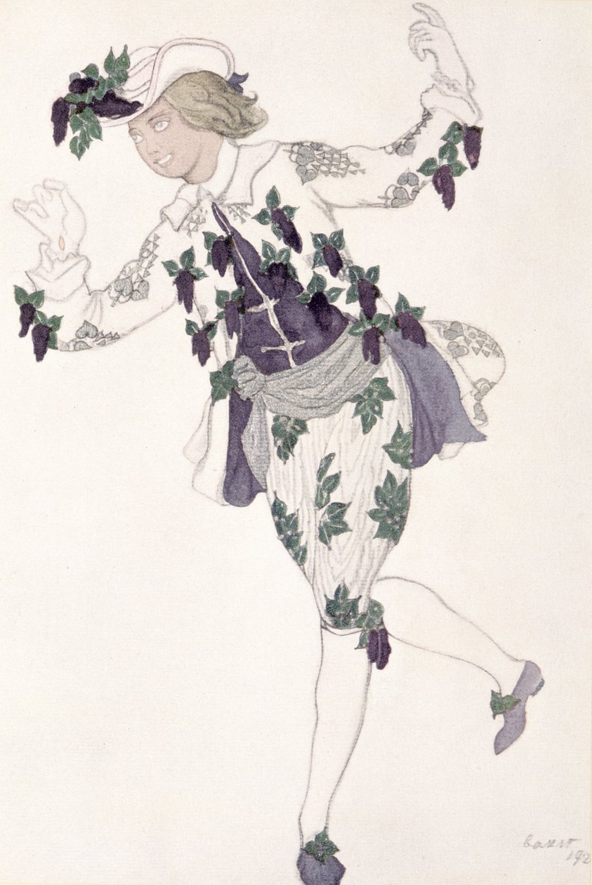 仙境丁香的Pageboy服装设计，来自睡美人，1921年 作者 莱昂·巴克斯特