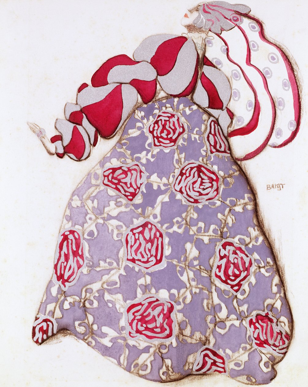 1914年芭蕾舞团La Legende de Joseph的服装设计（纸上的木炭和水粉） 作者 莱昂·巴克斯特