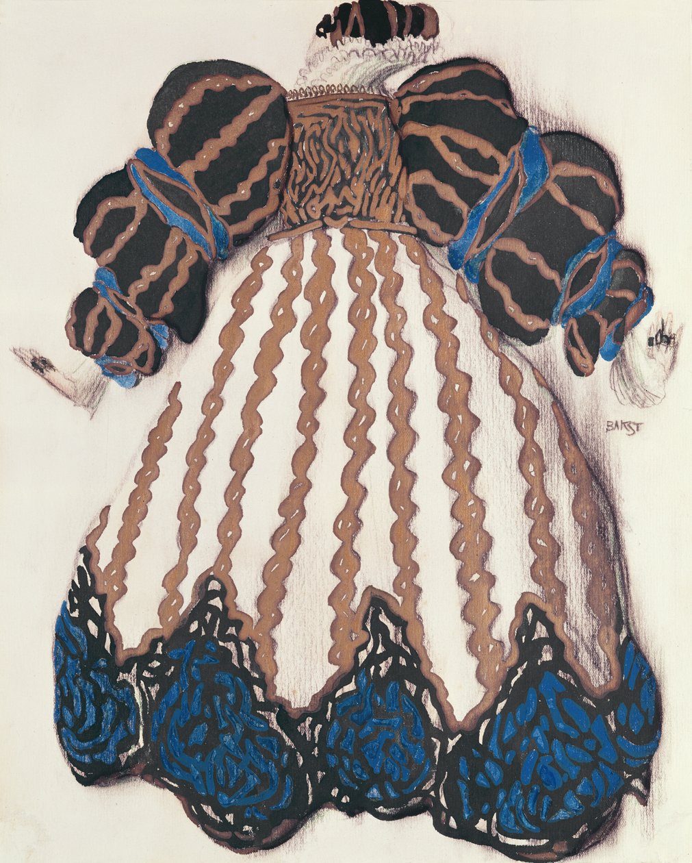 芭蕾舞剧“La Legende de Joseph”的服装设计，1914年（纸上的木炭和水粉） 作者 莱昂·巴克斯特