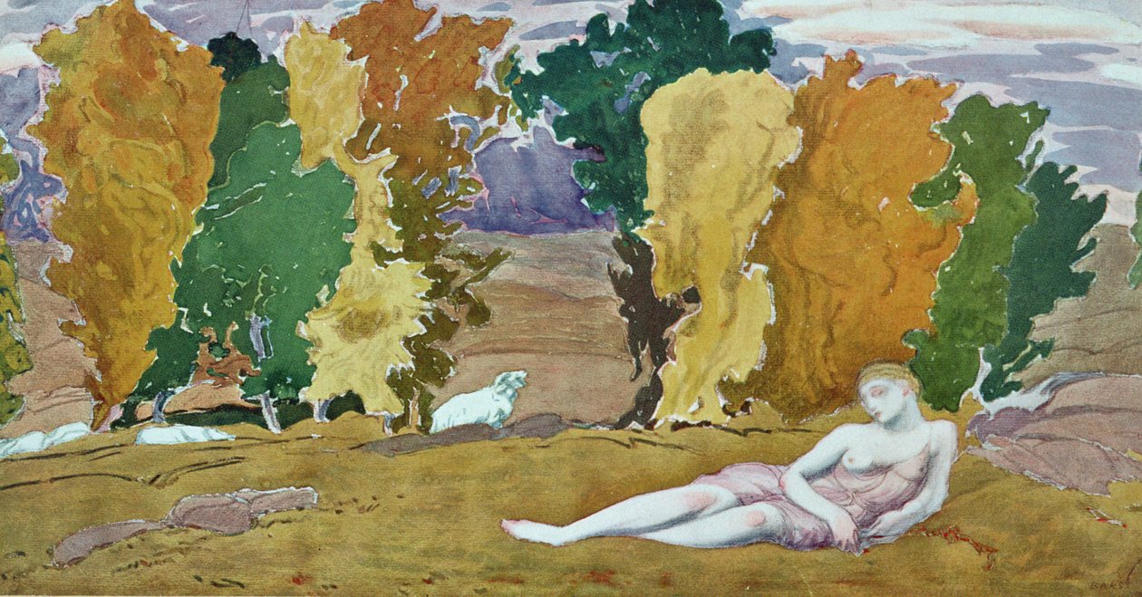 设计用于装饰面板，来自Daphnis和Chloe，c.1912 作者 莱昂·巴克斯特