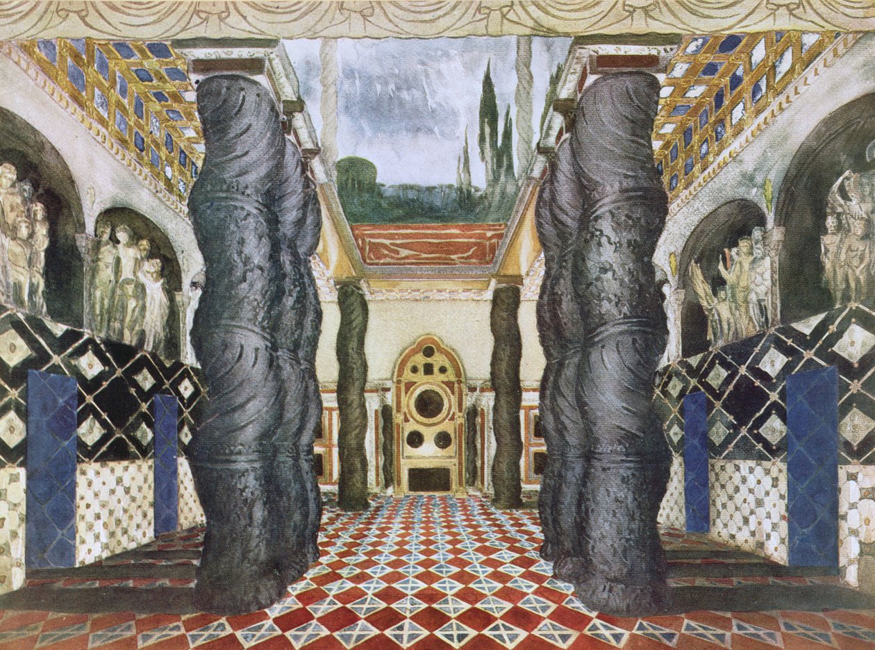 皇宫的风景设计，从圣塞巴斯蒂安的烈士，c.1911-22 作者 莱昂·巴克斯特