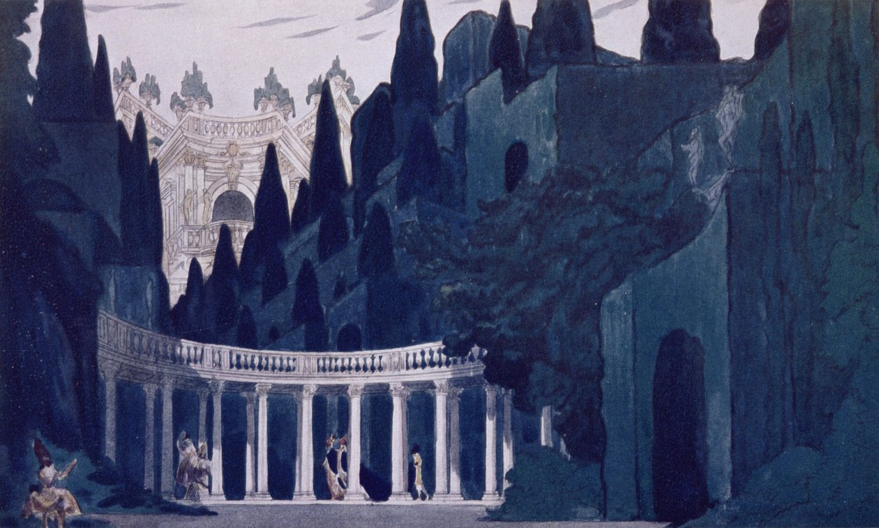 皇家花园的风景设计，来自睡美人，1921年 作者 莱昂·巴克斯特