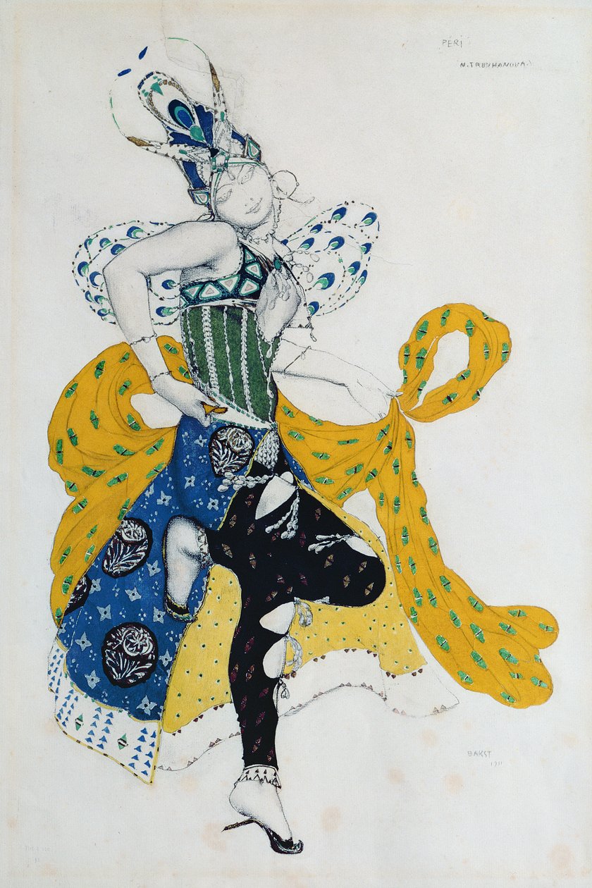 1911年Paul Dukas（1865-1935）芭蕾舞剧“La Peri”素描（纸上铅笔和水粉） 作者 莱昂·巴克斯特