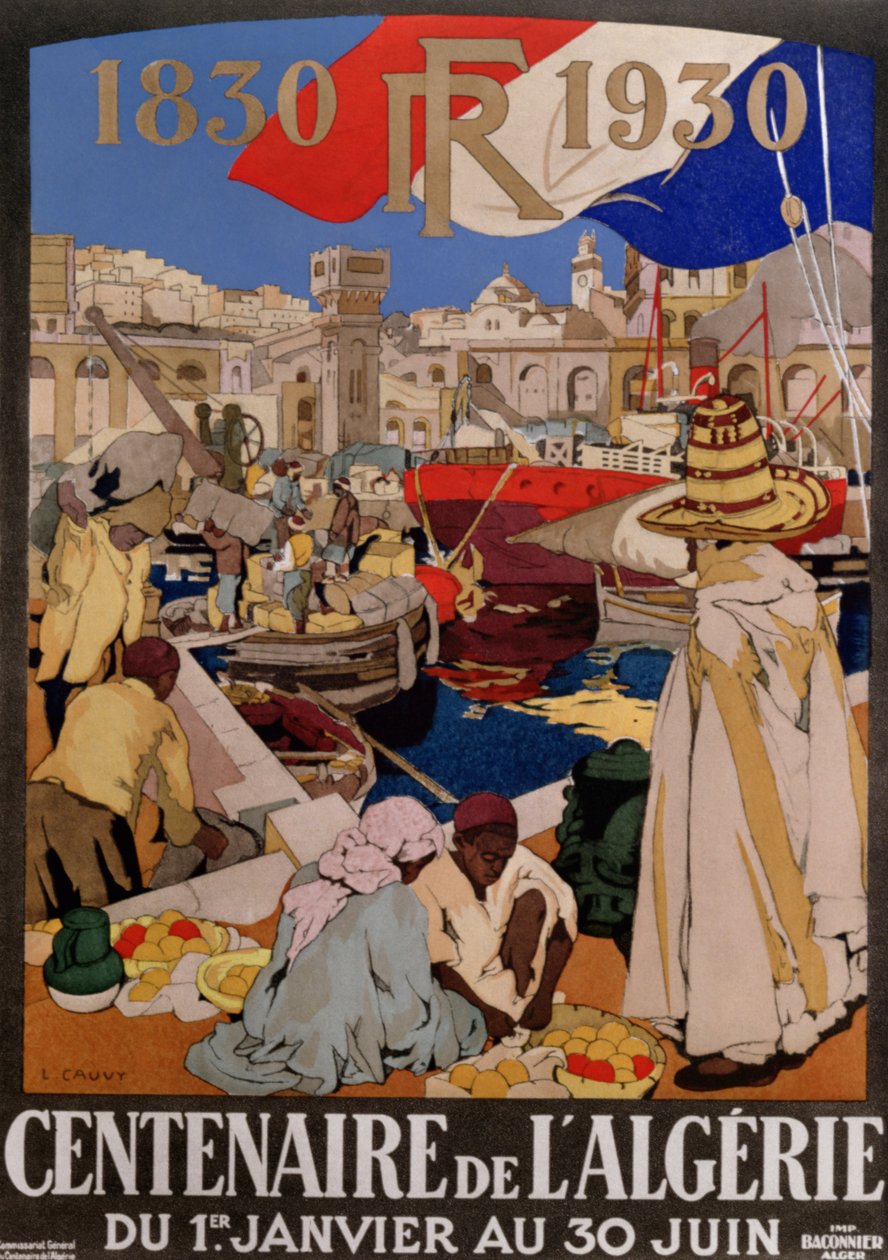 海报广告阿尔及利亚一百周年（1830-1930），1930年 作者 里昂·考维