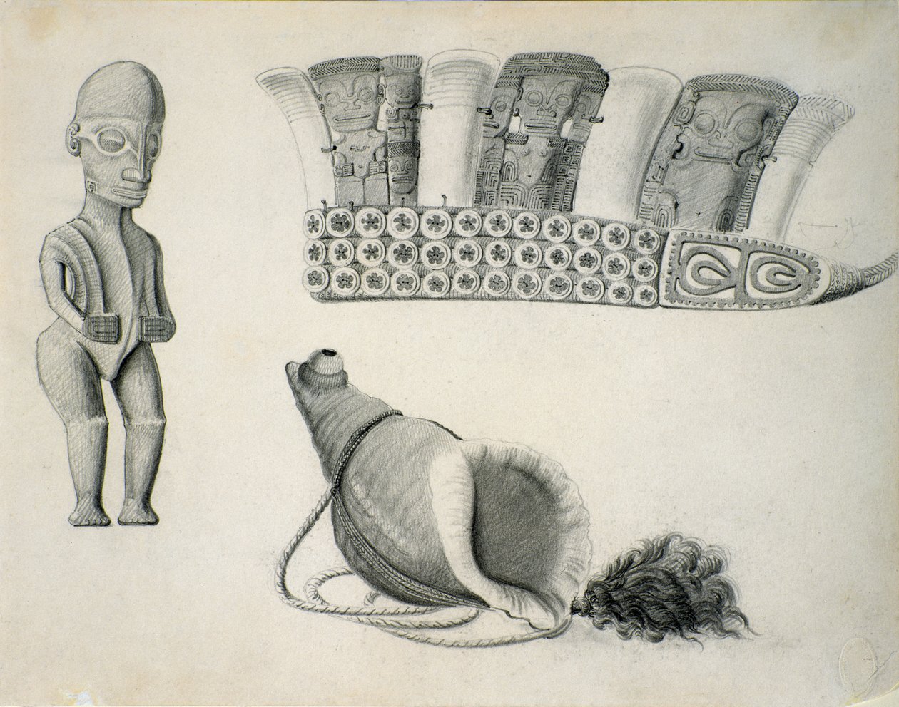 马克萨斯群岛文物，1844年 作者 莱昂·杜尚（Leon Duchamp）