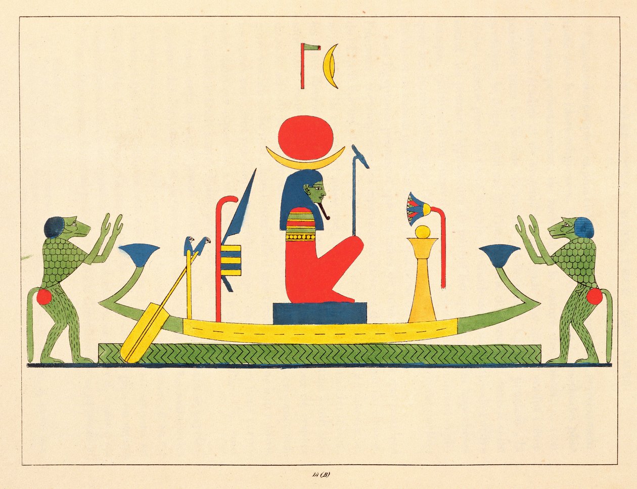 神孔敬，埃及万神殿的插图：古埃及神话人物的收藏，Jean-Francois Champollion，1823-25出版 作者 莱昂·简·约瑟夫·杜波依斯