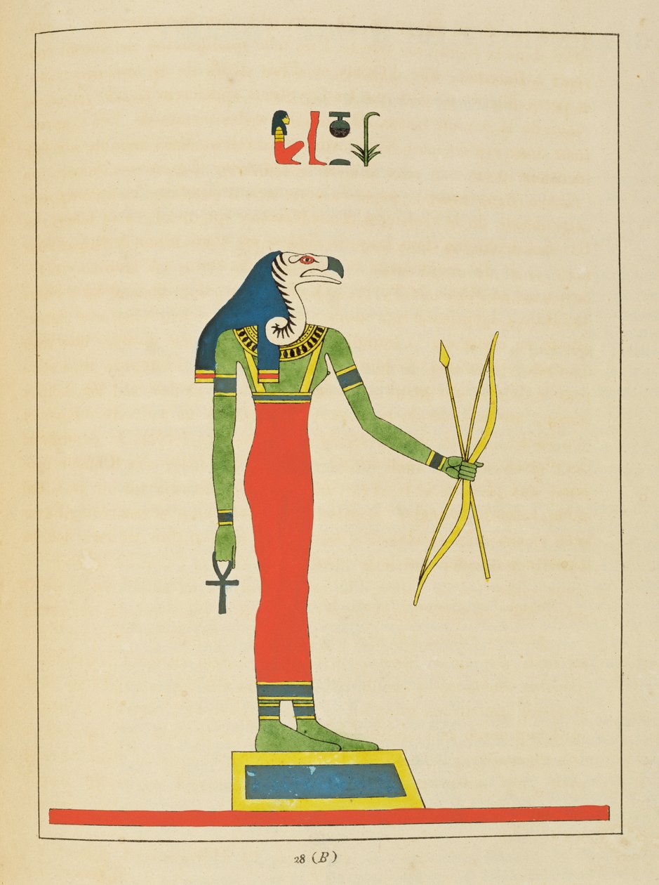 女神Nekhbet，来自埃及万神殿的插图：来自古埃及神话人物的集合Jean-Francois Champollion，1823-25出版 作者 莱昂·简·约瑟夫·杜波依斯