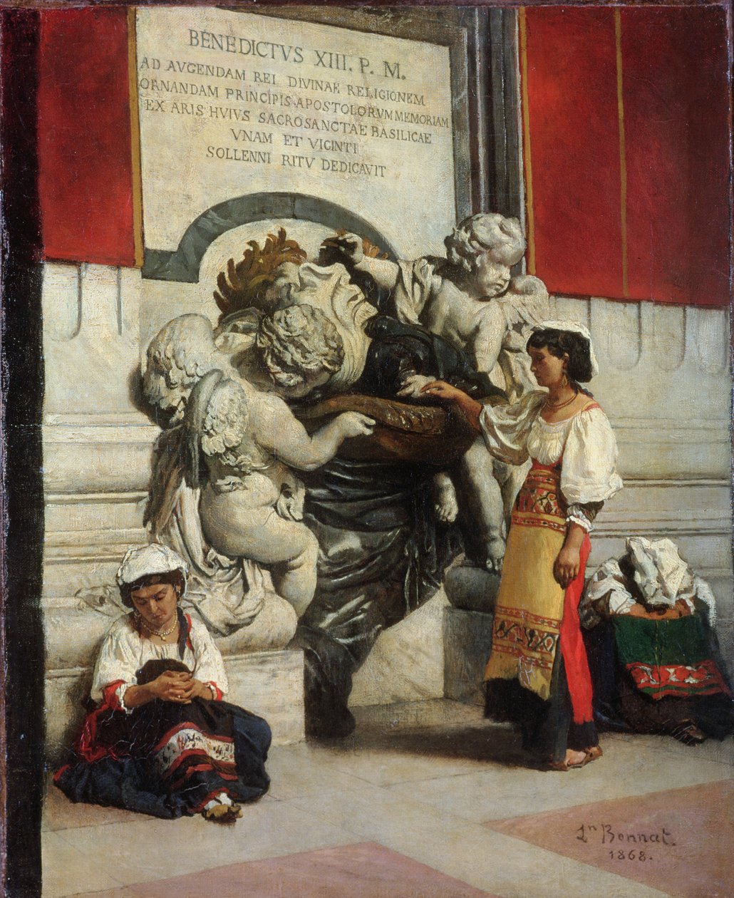 喷泉由圣彼得大教堂在罗马，1868年 作者 莱昂·约瑟夫·弗洛伦汀·波纳特