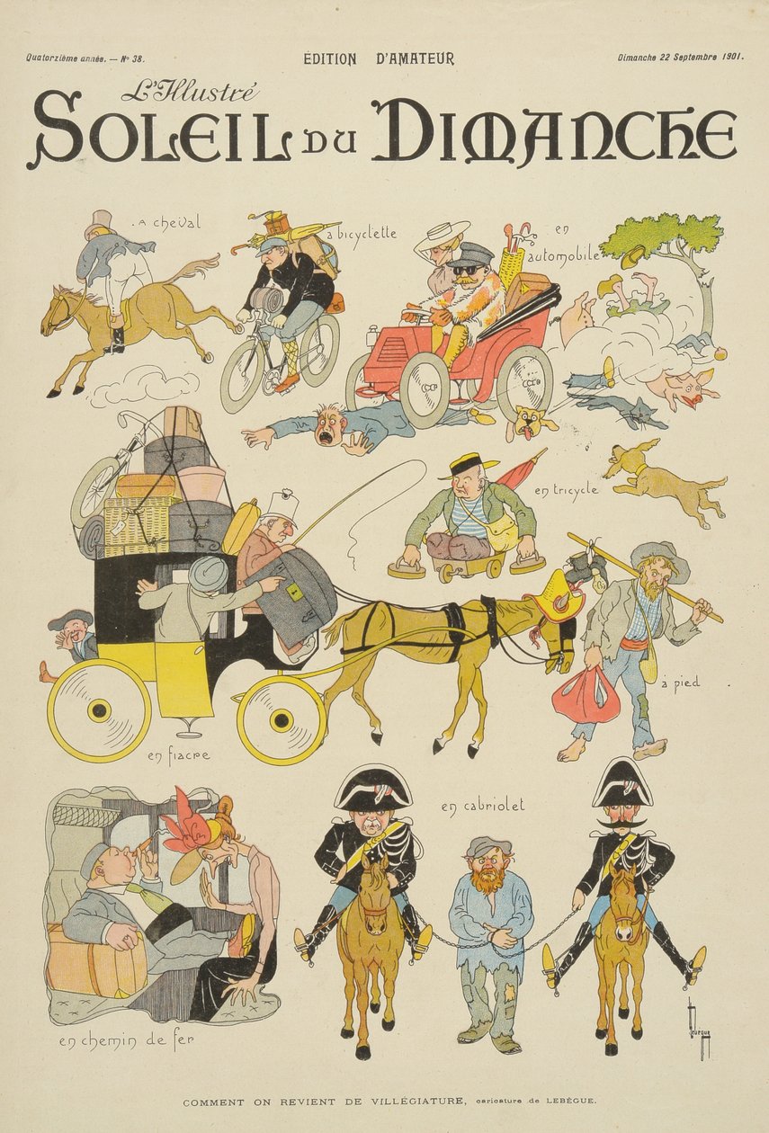 1901年9月22日星期日，从“Soleil du Dimanche”的封面回来度假的方式 作者 莱昂·勒贝格
