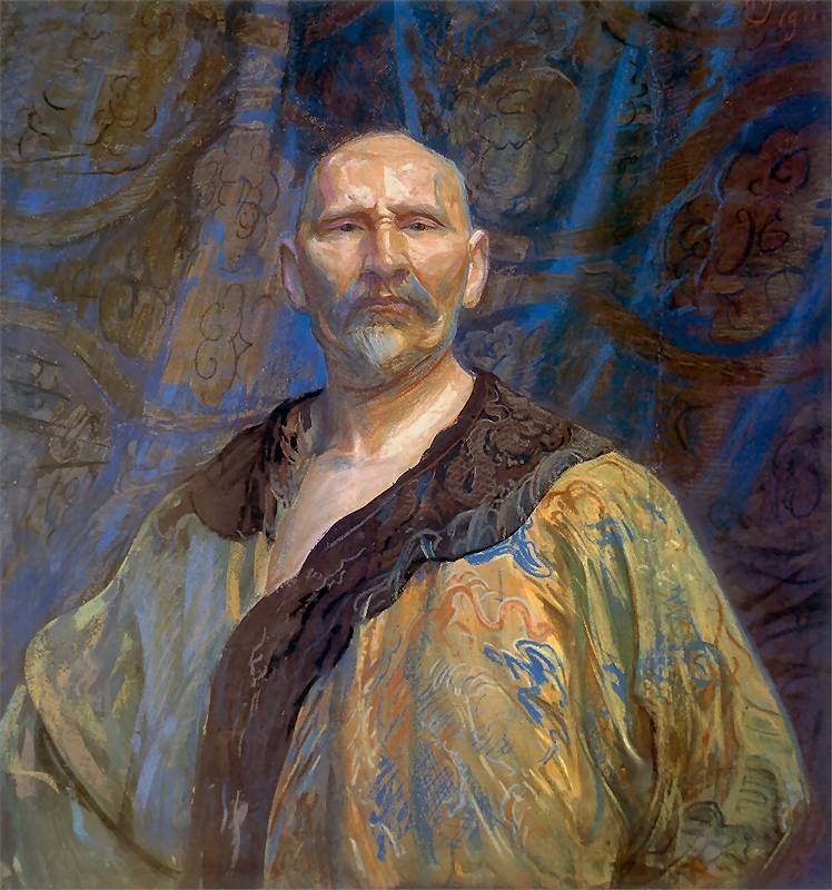 中国礼服的自画像。 作者 列昂·维佐科夫斯基（Leon Wyczokowski）