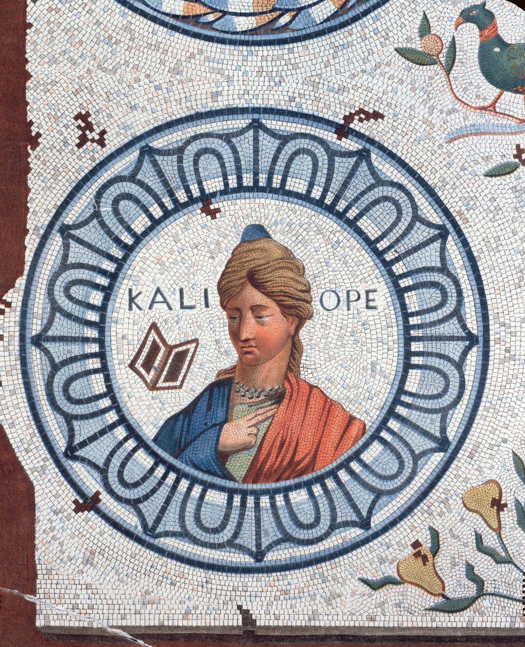 Calliope，口才缪斯和史诗（彩色雕刻） 作者 莱昂·德·劳德