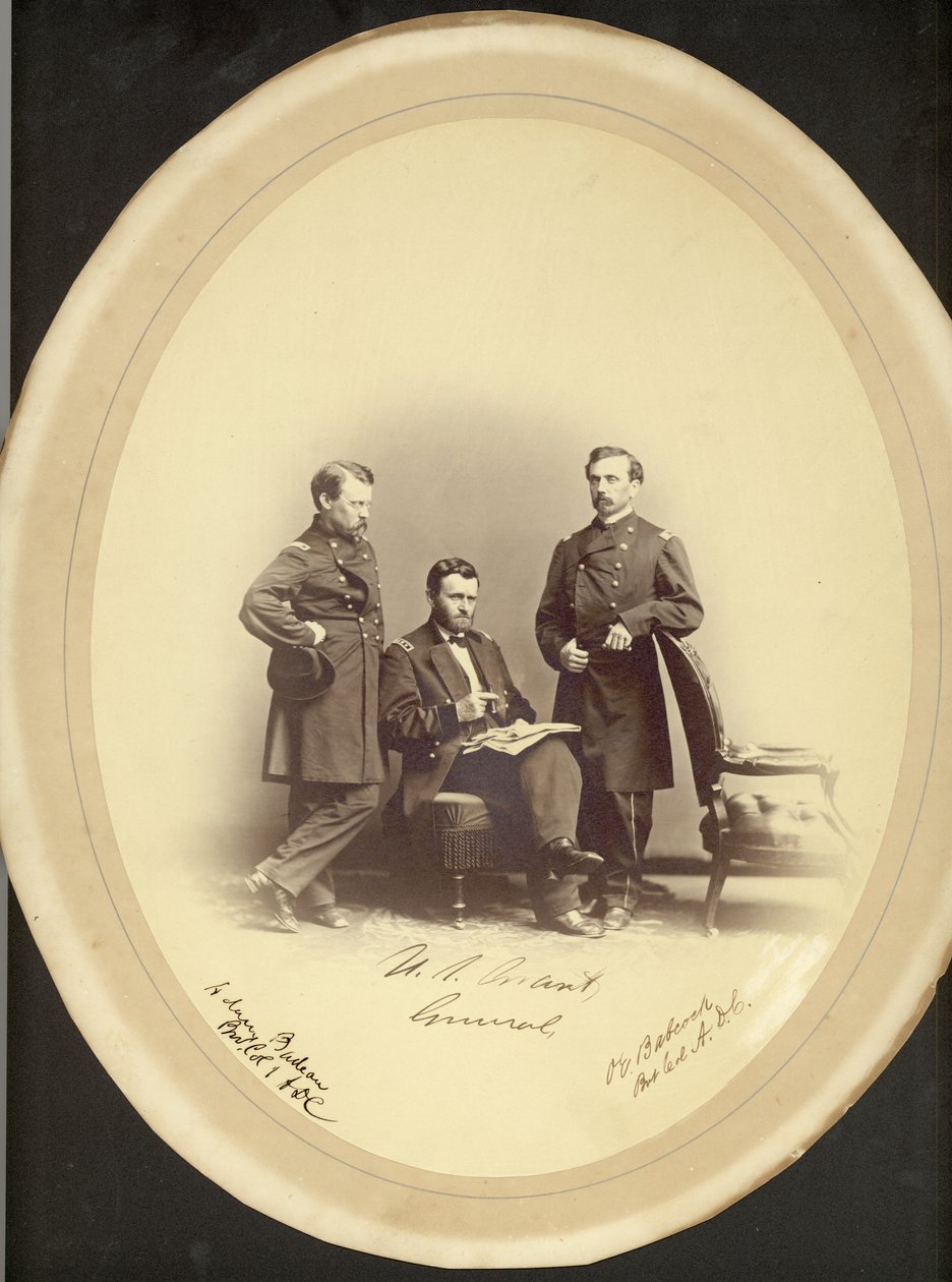 Ulysses S. Grant中将，Bvt。 Adam Budeau上校和Bvt。 OE Babcock上校。 作者 利昂·范·卢