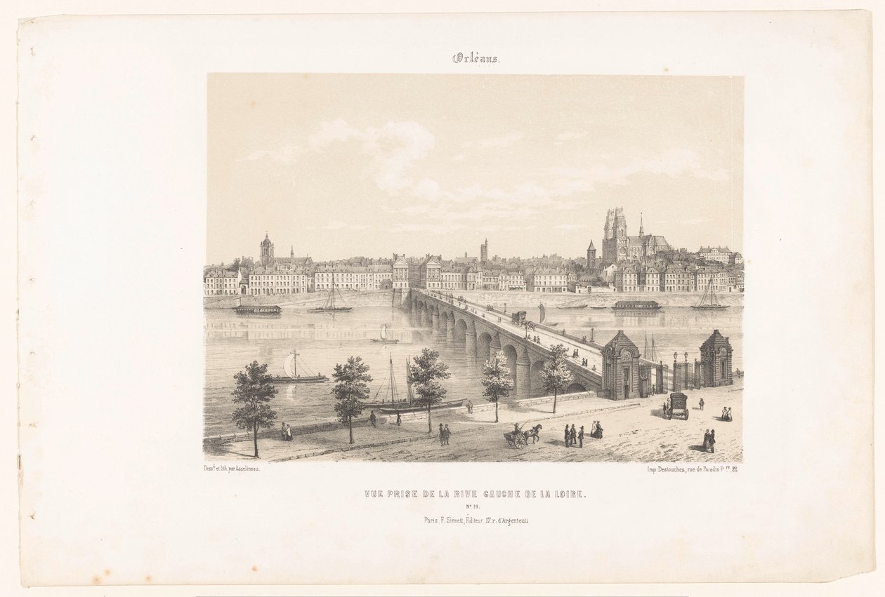 从卢瓦尔河左岸看奥尔良 奥尔良。 Vue 奖 de la rive gauche de la Loire（物体上的标题） 当代法国（系列名称） La France de nos jours（物体上的系列标题） 作者 莱昂·奥古斯特·阿塞琳娜