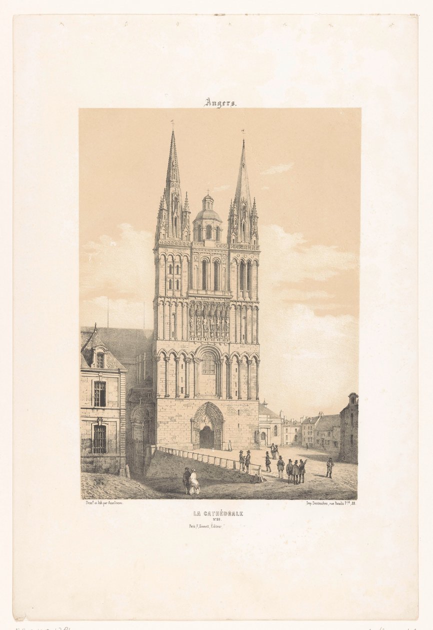 昂热大教堂景观
昂热。La cathédrale（物品上的标题）
当代法国（系列名称）
今天的法国（系列名称） 作者 莱昂·奥古斯特·阿塞琳娜