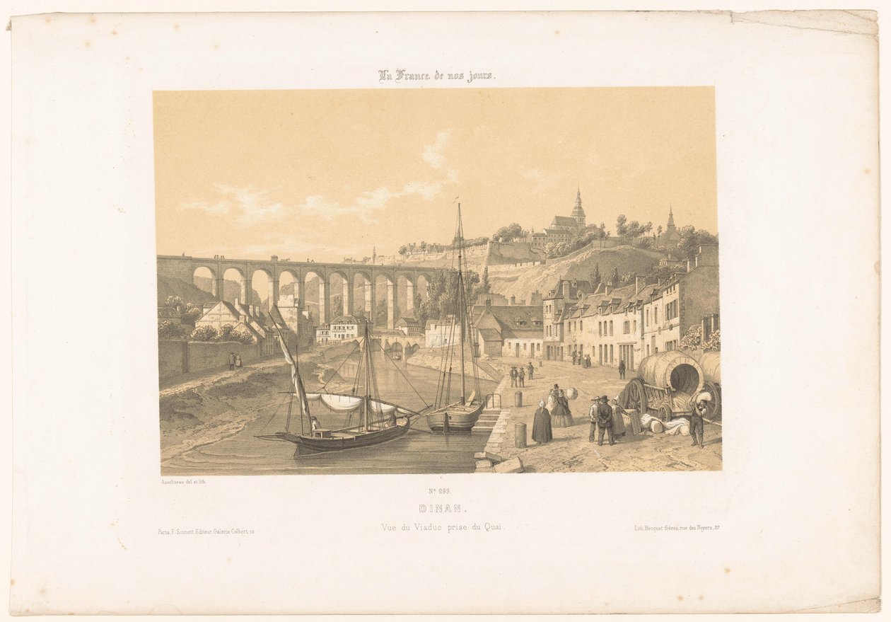 从码头眺望迪南高架桥
迪南。Vue du viaduc prise du quai（物上标题）
当代法国（系列名称）
今天的法国（文物上的系列名称） 作者 莱昂·奥古斯特·阿塞琳娜