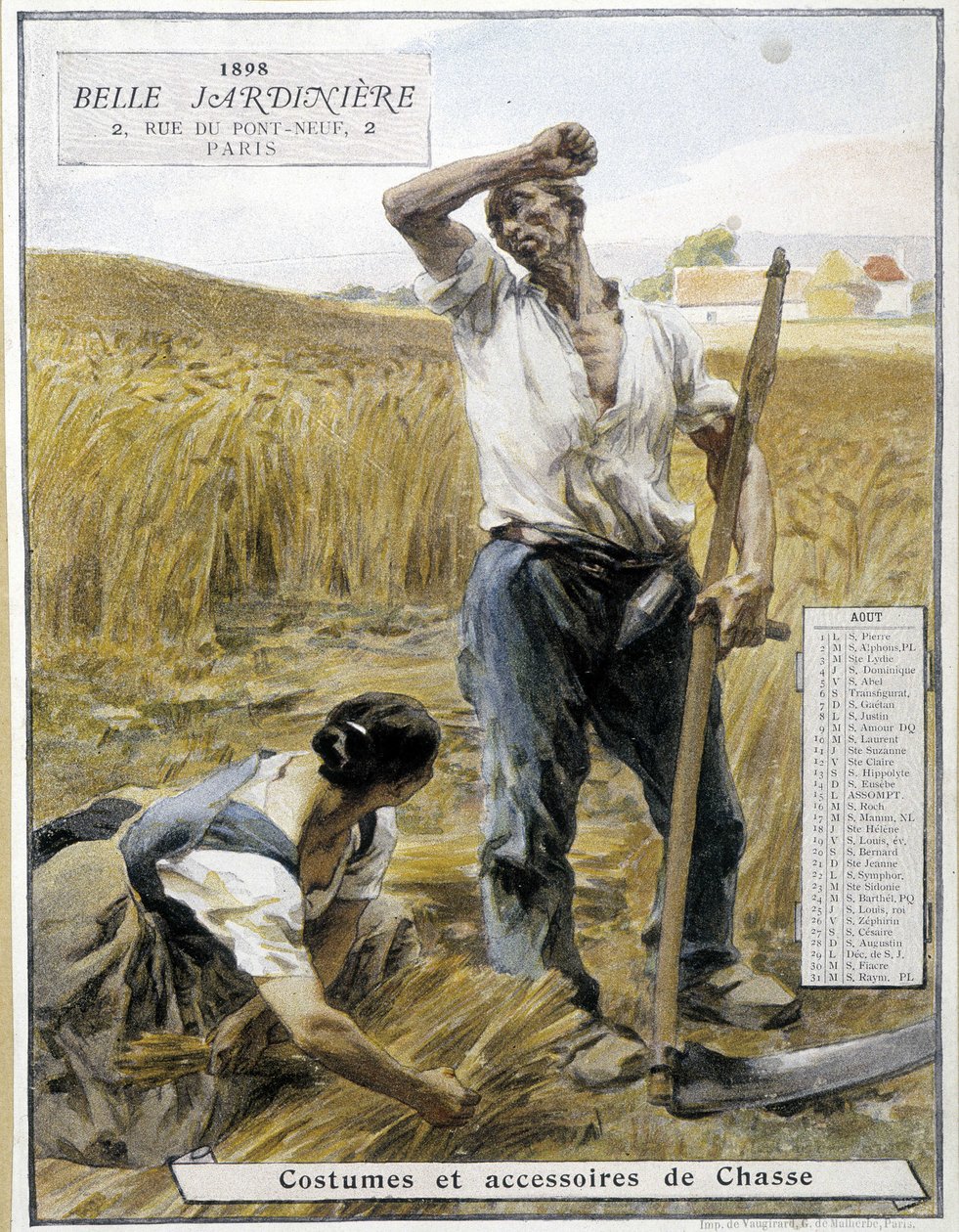 Harvest - by Lhermitte, store calendar “” The beautiful gardener””, August 1898 作者 莱昂·奥古斯丁·莱米特