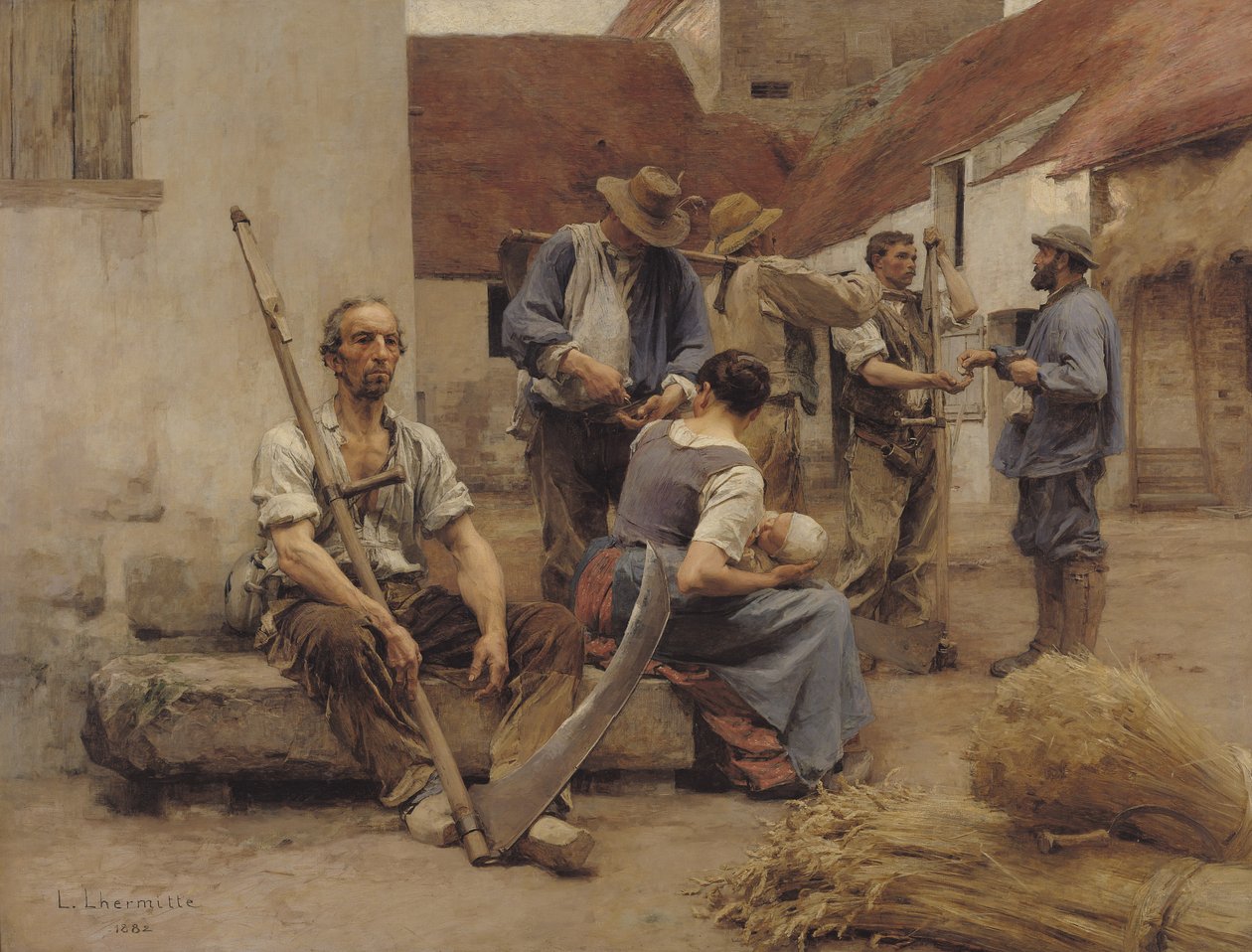 支付收割机，1882年 作者 莱昂·奥古斯丁·莱米特