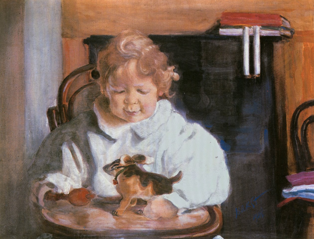 艺术家之子 Andriucha Bakst（水彩、水粉和水洗纸张） 作者 莱昂·巴克斯特