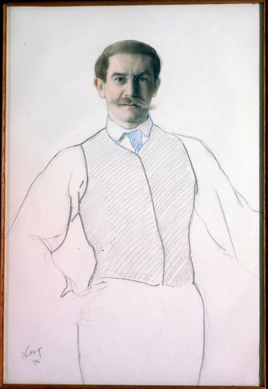 Autoportrait (Self-Portrait) - Dessin de Leon Bakst (1866-1924), Dim.32.6x28.6 厘米 作者 莱昂·巴克斯特