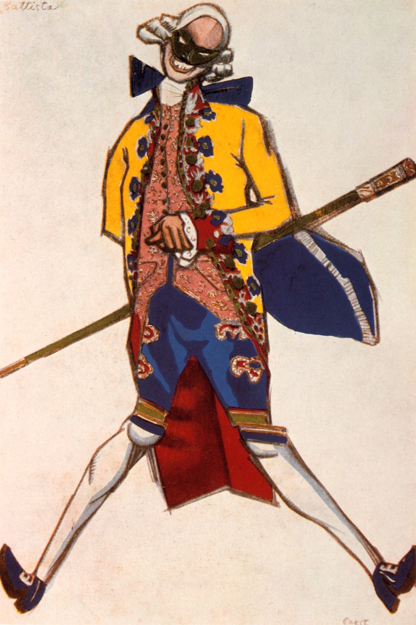 巴蒂斯塔（Battista），喜剧服装设计，卡罗尔·戈多尼（Carol Goldoni），1917年 作者 莱昂·巴克斯特