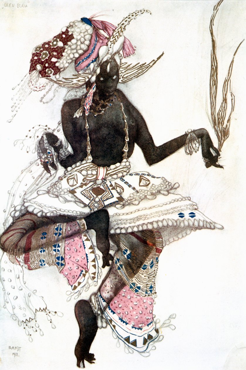 Bayadere服装设计为《蓝神》《蓝神》，1911年 作者 莱昂·巴克斯特