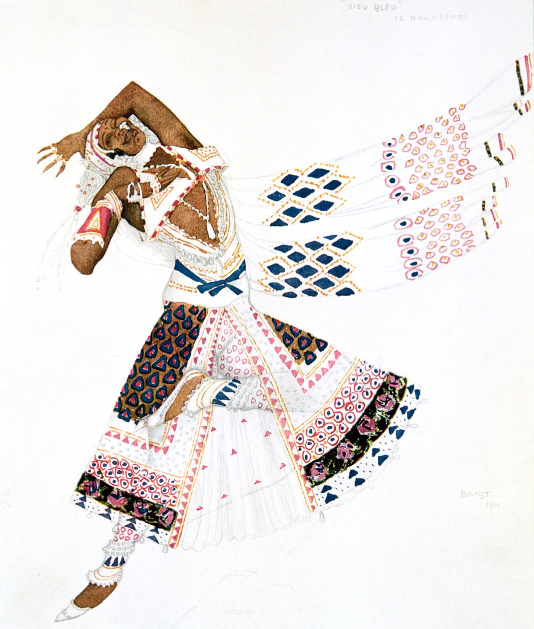 Le Dieu Bleu The Blue God的Bayadere服装设计，1911年 作者 莱昂·巴克斯特