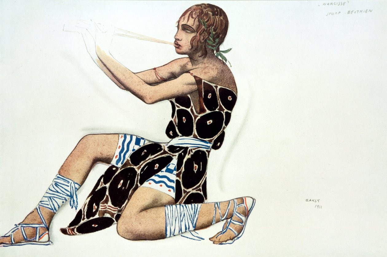 Beotien，服装设计，《水仙》的芭蕾舞剧制作，Tcherepnin的音乐，1911年 作者 莱昂·巴克斯特