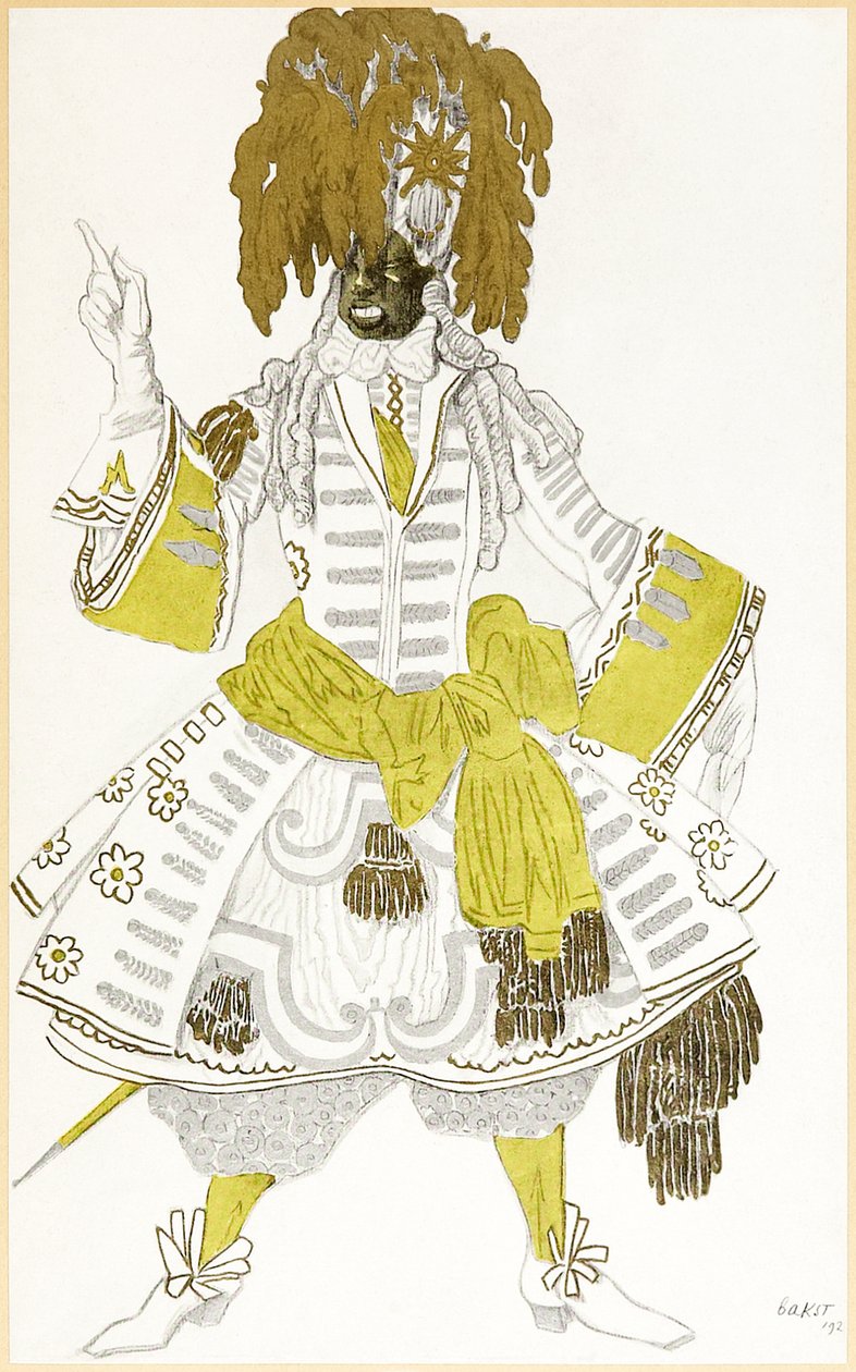 Black guard costume design from The Designs of Léon Bakst for The Sleeping Princess 作者 莱昂·巴克斯特
