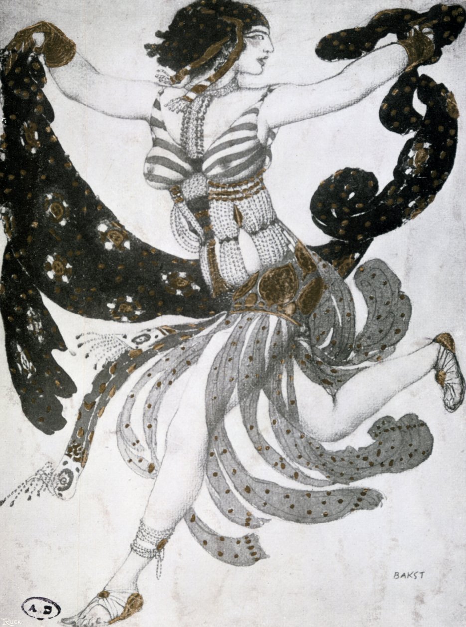 埃及艳后，芭蕾舞服装设计，1909年 作者 莱昂·巴克斯特