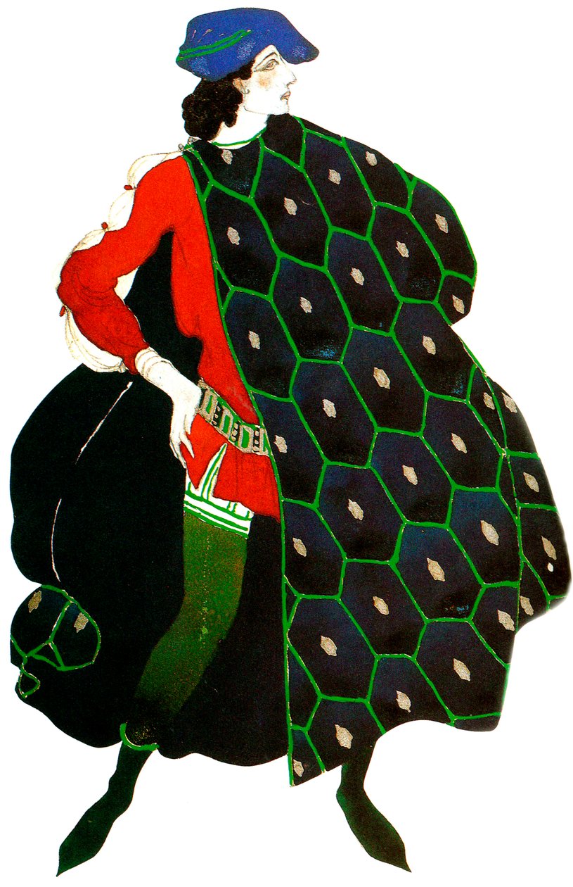 加布里埃莱·丹嫩齐奥斯芭蕾舞团的服装设计圣塞巴斯蒂安难，1919年 作者 莱昂·巴克斯特